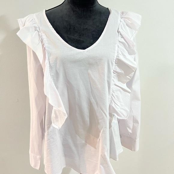 White Ruffle Blouse - Picture 1 of 10